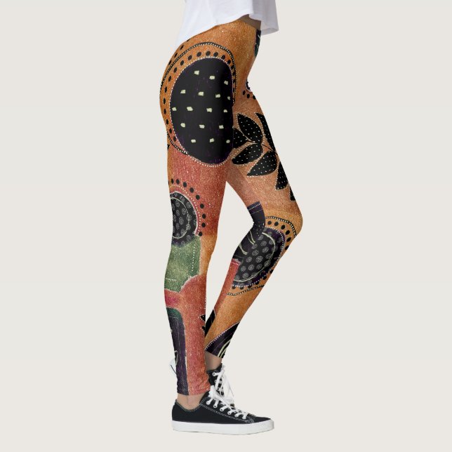 Legging Formas e Folhas de Círculos Geométricos Abstratos  (Direita)
