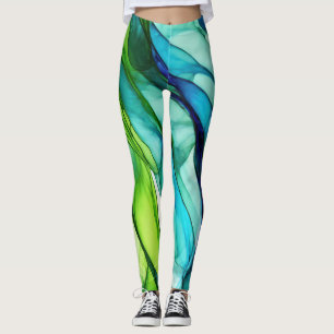Legging Formas fluentes em verde e azul