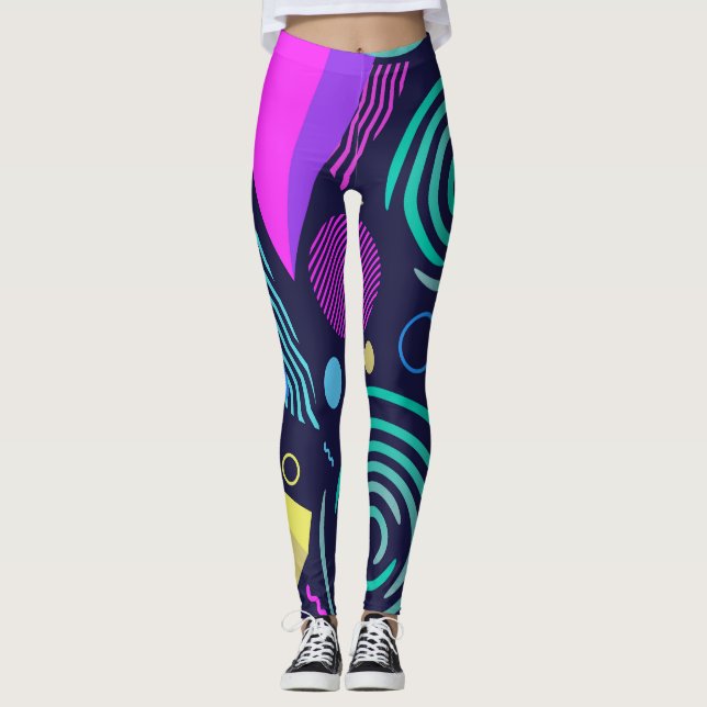 Legging Formas Geométricas do Estilo Memphis (Frente)
