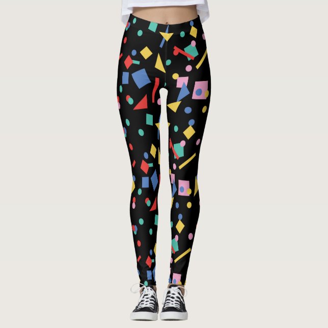 Legging Formas geométricas do pop art 80s retro (Frente)