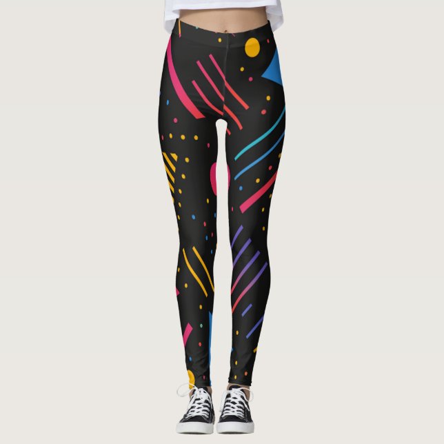 Legging Formas geométricas, linhas, pontos em cores vibran (Frente)