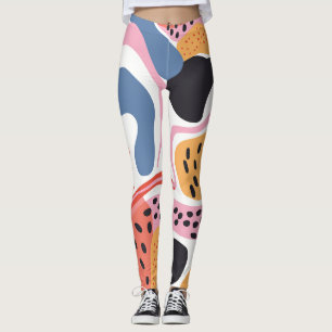 Legging Formas Orgânicas Abstratas Coloridas Padrão Modern