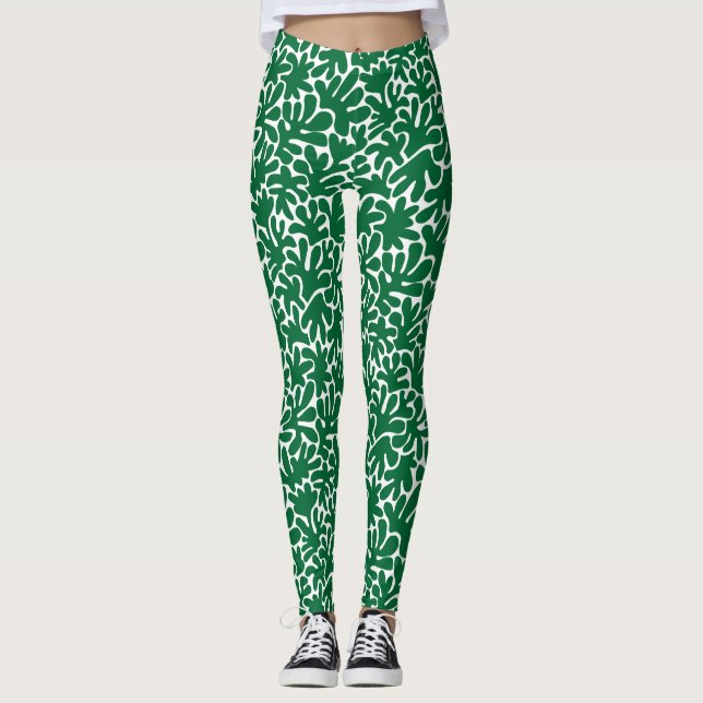 Legging Formas Orgânicas Abstrato 240822 - Floresta Verde (Frente)