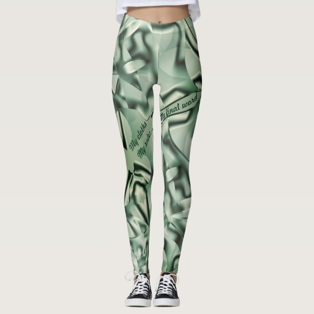Legging Formas verdes curvas de acrílico, alguns tons de m (Frente)