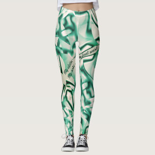 Legging Formas verdes curvas de acrílico, alguns tons verd