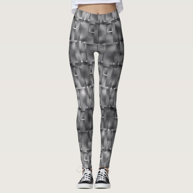 Legging Formatos retangulares de cor de cinza e pontos esc (Frente)