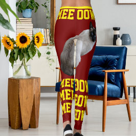 Legging Foto da Mãe de Gato de Pet Amarelo Vermelho Person