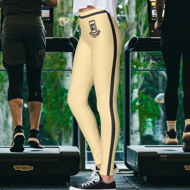 Legging Foto de estimação personalizada, listras pretas e  (Criador carregado)