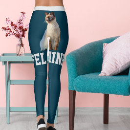 Legging Foto de Pet Gato Siamês de Gato Azul do Oceano Per