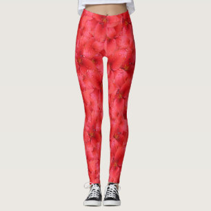 Legging Foto vermelha floral dos lírios do jardim