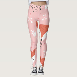 Legging Fox Divertido: Padrão de Floresta Bonita