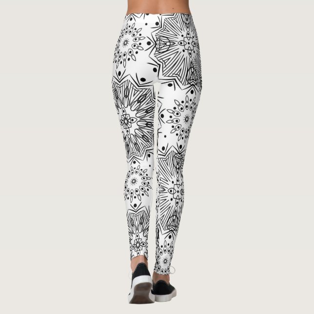 Legging FoxArt,Preto e branco (Verso)