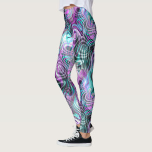 Legging Fracais de Aqua Turquoise Púrpura, Pretos, Branco