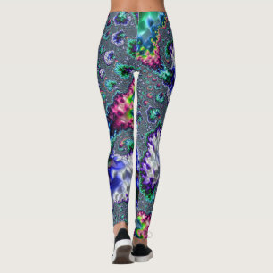 Legging Fractal de Abstrato espiral com ranhura colorida