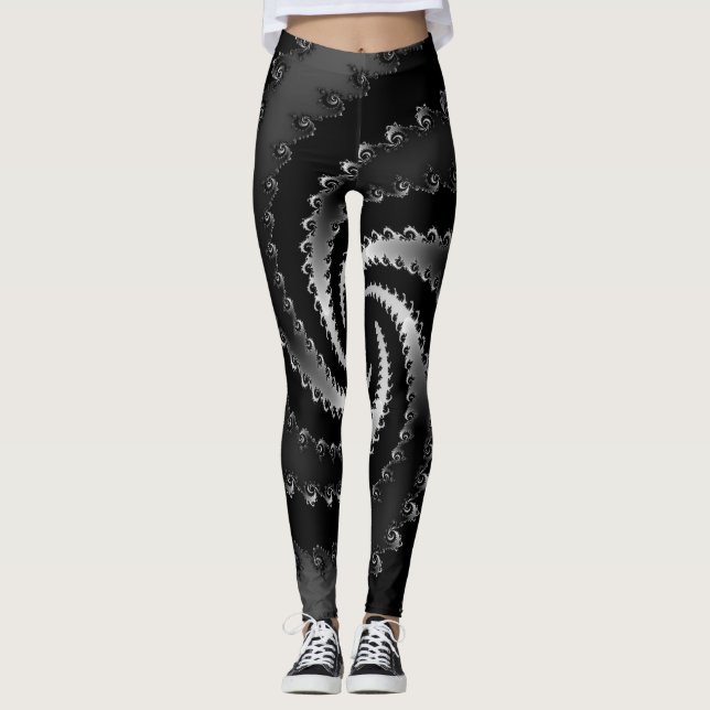 Legging Fractal de Vortex Escuro (Frente)