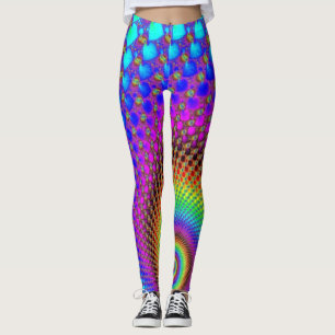 Legging Fractal espiral abstrato - néon colorido
