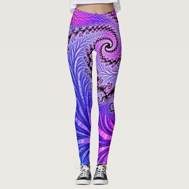 Legging Fractal Espiral Colorida de Pedra de Jewel Colorid (Frente)