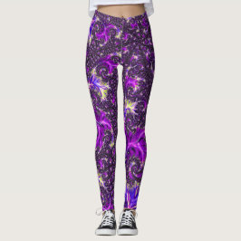 Legging Fractal espiral de Groovy Boho Colorida Vibrante