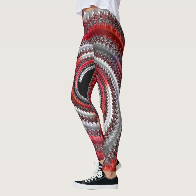 Legging Fractal Espiral Gradiente Vermelho abstrato (Esquerda)