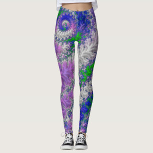 Legging Fractal roxo e verde