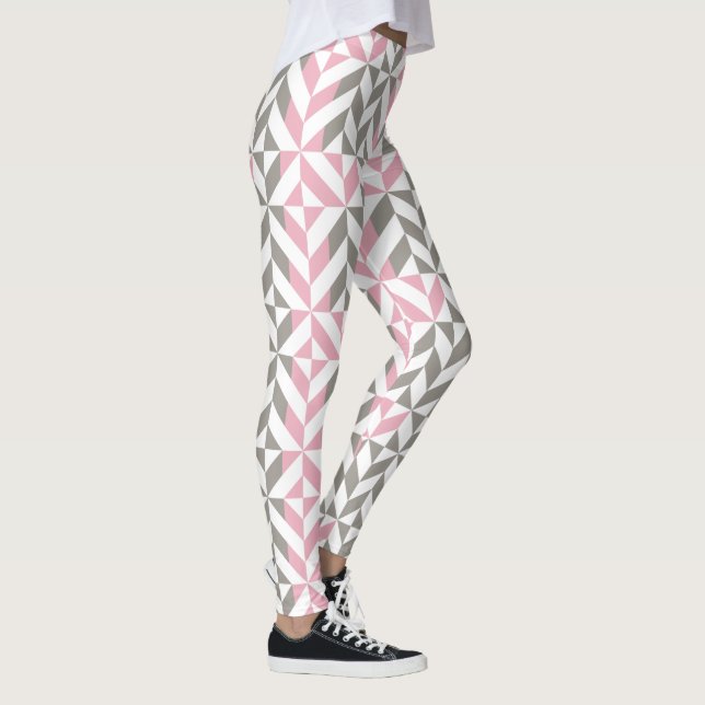 Legging Framboesa rosa e ZigZag geométrica prateada (Direita)
