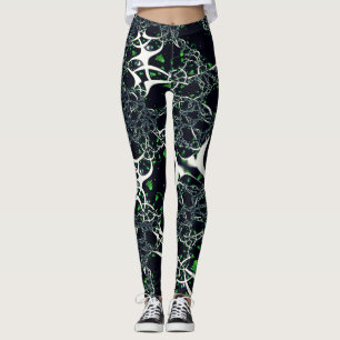 Legging Fratural branco imperfeito no espaço negro, trico