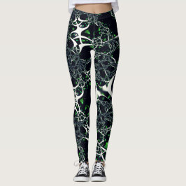 Legging Fratural branco imperfeito no espaço negro, tricot
