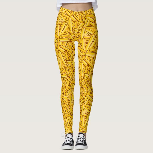 Legging Fries Engraçado Padrões de desenho animado (Frente)