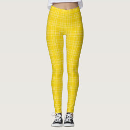 Legging Front and back view of vibrant yellow checkered