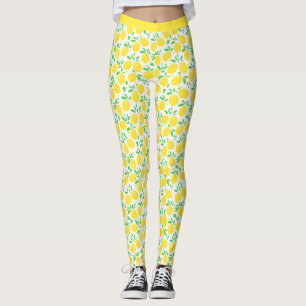 Legging Fruta de limão-branco-na moda