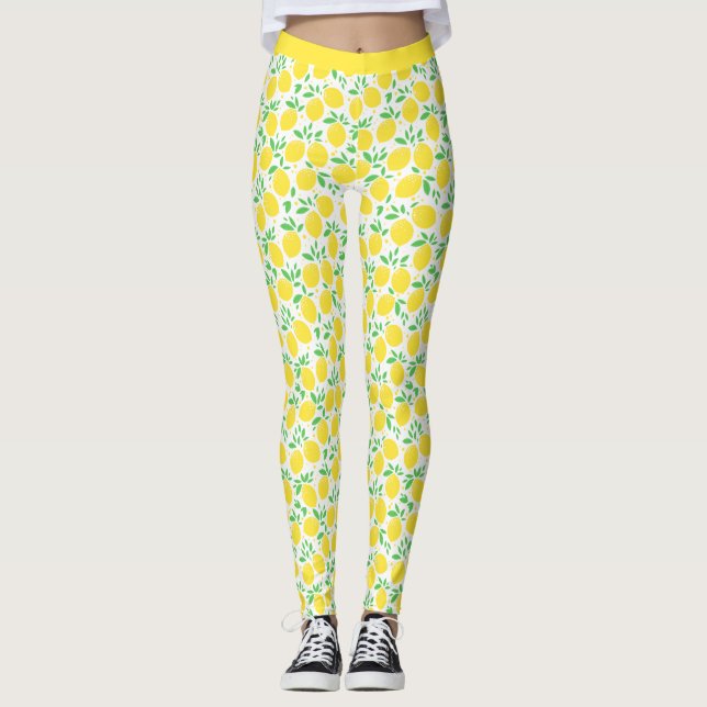 Legging Fruta de limão-branco-na moda (Frente)