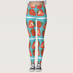 Legging Fruta de morango: Padrão de repetição sem costura.