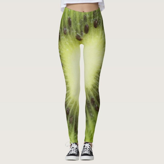 Legging Fruta fresca de kiwi. Fechamento de fatias redonda (Frente)