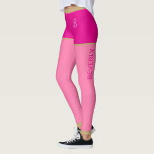 Legging Fuchsia Monogrammed Shore Rosa Noite Dourada