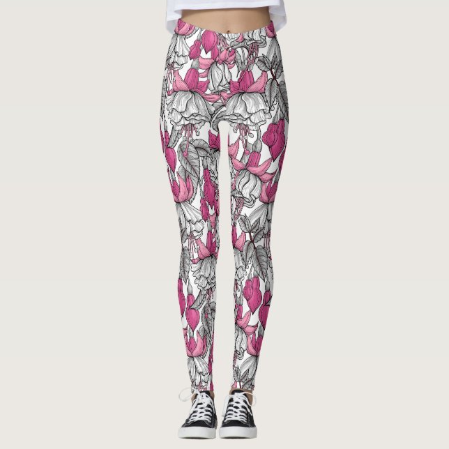 Legging Fúcsia em branco e rosa (Frente)