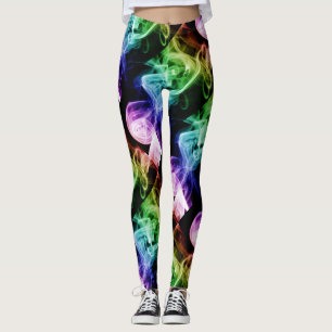 Legging Fumaça Abstrato azul-roxa vibrante verde