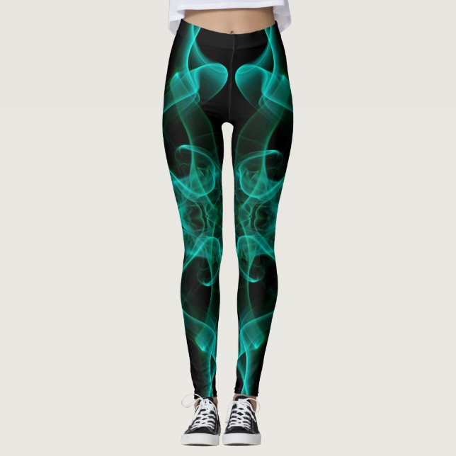 Legging Fumaça Verde Simétrica Minimalista Preta (Frente)