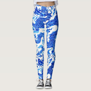 Legging Funcionamento azul chinês das calças da ioga do