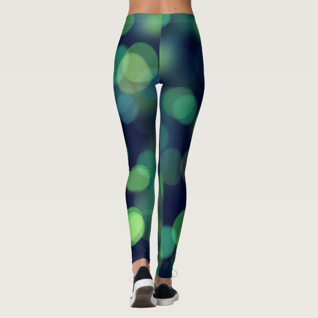 Legging Fundo Abstrato de Bokee Preto Verde (Verso)