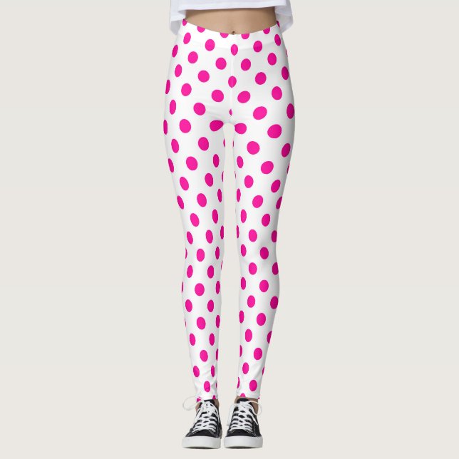 Legging Fundo Branco Pontos Pink (Frente)