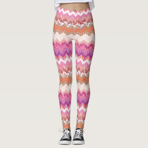 Legging Fundo cor-de-rosa do ziguezague