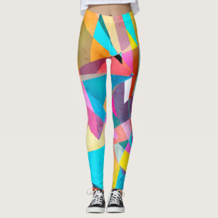 Legging Fundo de Aquarela Geométrica abstrato Colorida