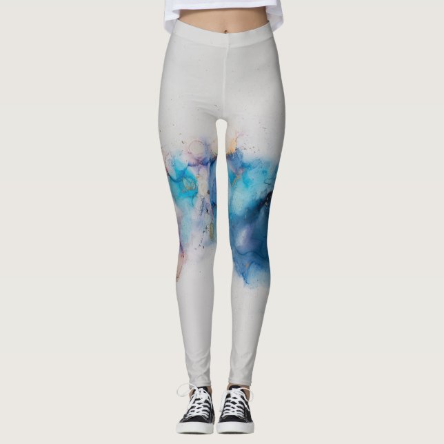 Legging Fundo de Arte de Tinta Álcool abstrato (Frente)