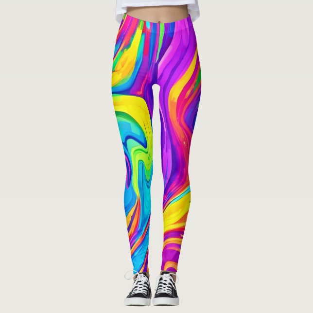 Legging Fundo de cores vibrantes: Arte inicial do desenho  (Frente)