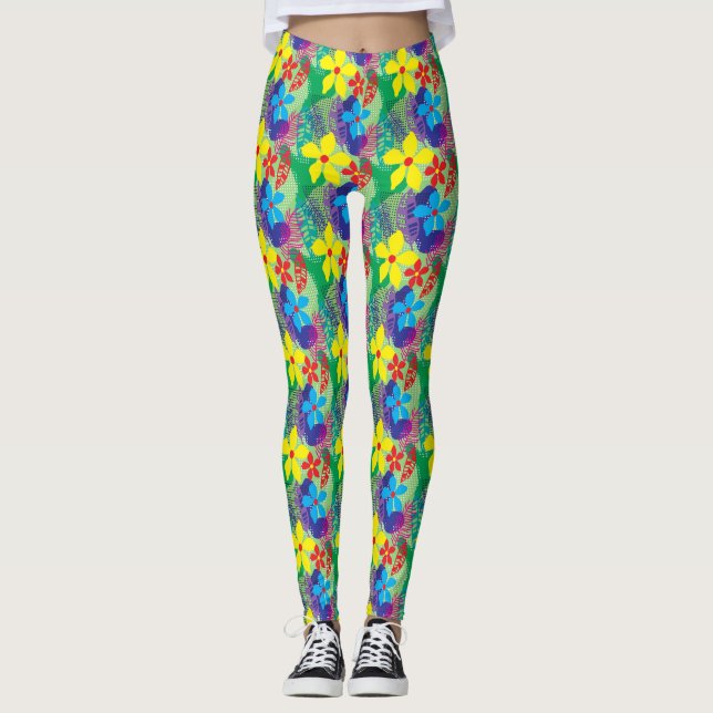 Legging Fundo de flores coloridas (Frente)