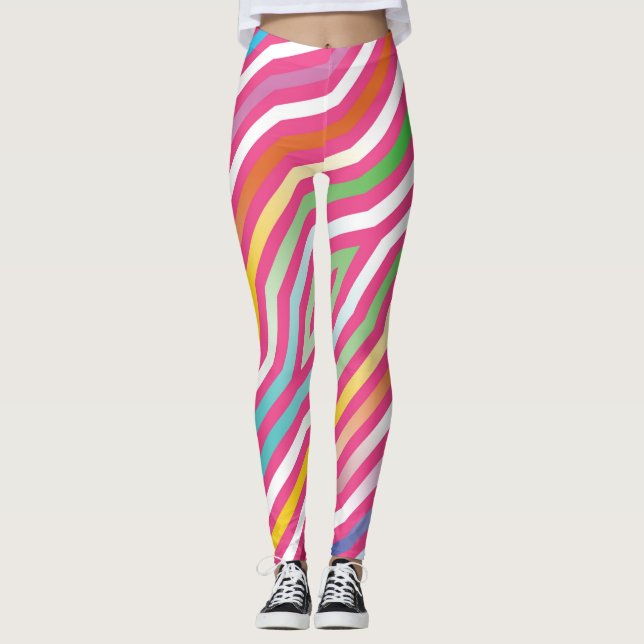 Legging Fundo de listras diagonais simétricas 4 (Frente)