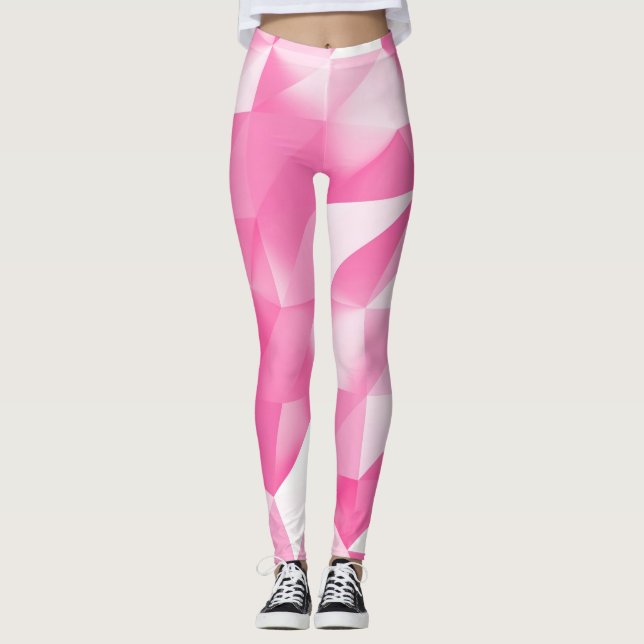 Legging Fundo de polígono rosa: renderização 3D abstrato (Frente)