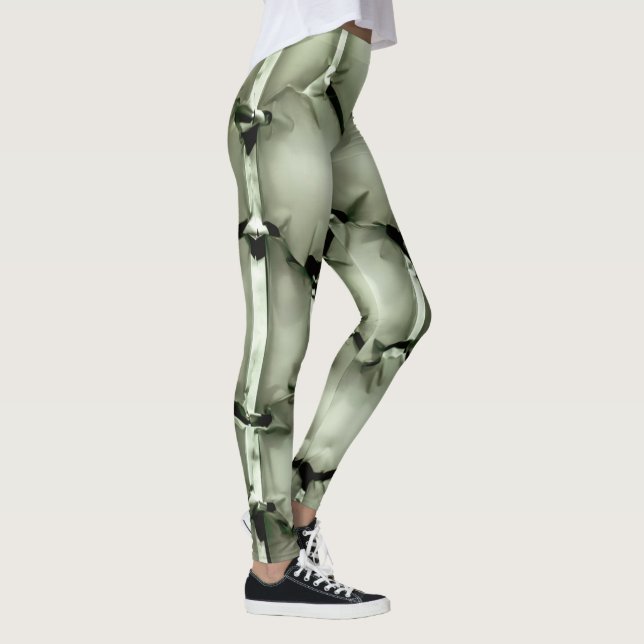 Legging Fundo de textura da bolha verde hexagonal (Direita)