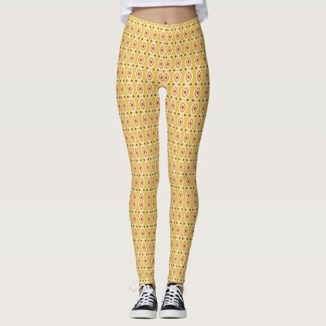 Legging Fundo do Círculo Amarelo e Laranja Vibrante (Frente)