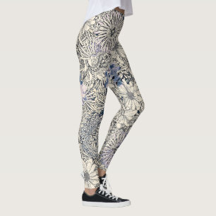Legging Fundo Floral do Elegant Vintage Abstrato